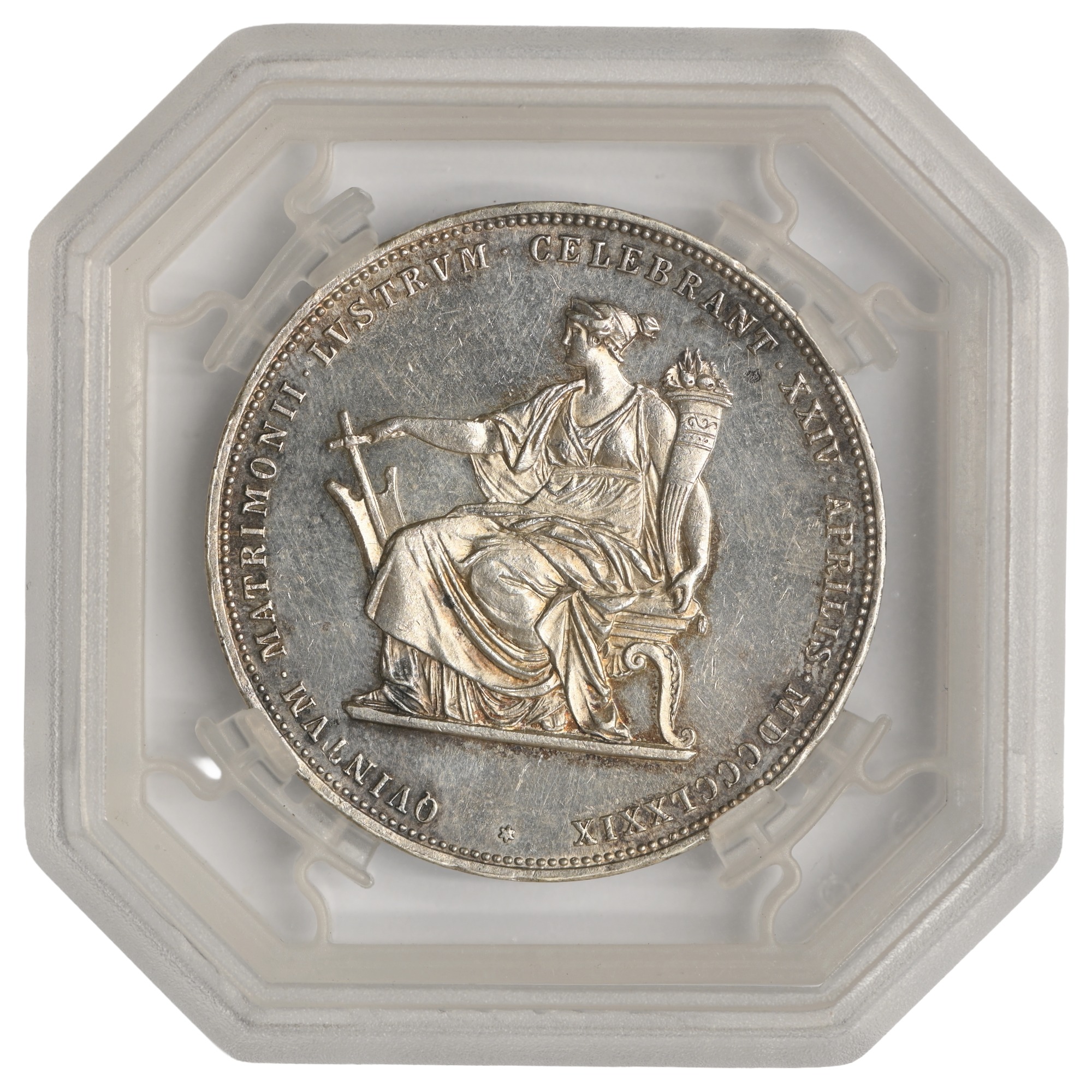 【希少 ピエフォー貨 2枚セット】 ネルソン トラファルガーの海戦 NGC 2 Gulden 1879 Franz Joseph I, Jubileul de Argint al Căsătoriei